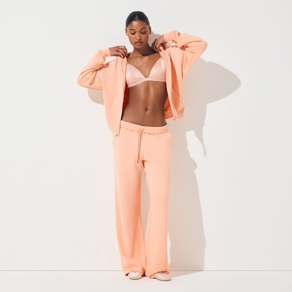 Skims French Terry Zip Up Hoodie in Cantaloupe, Size Medium - Picture 3 of 11